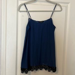 La Fee Verte X Anthropologie. 100% Silk tank. Size medium. Black lace detail.